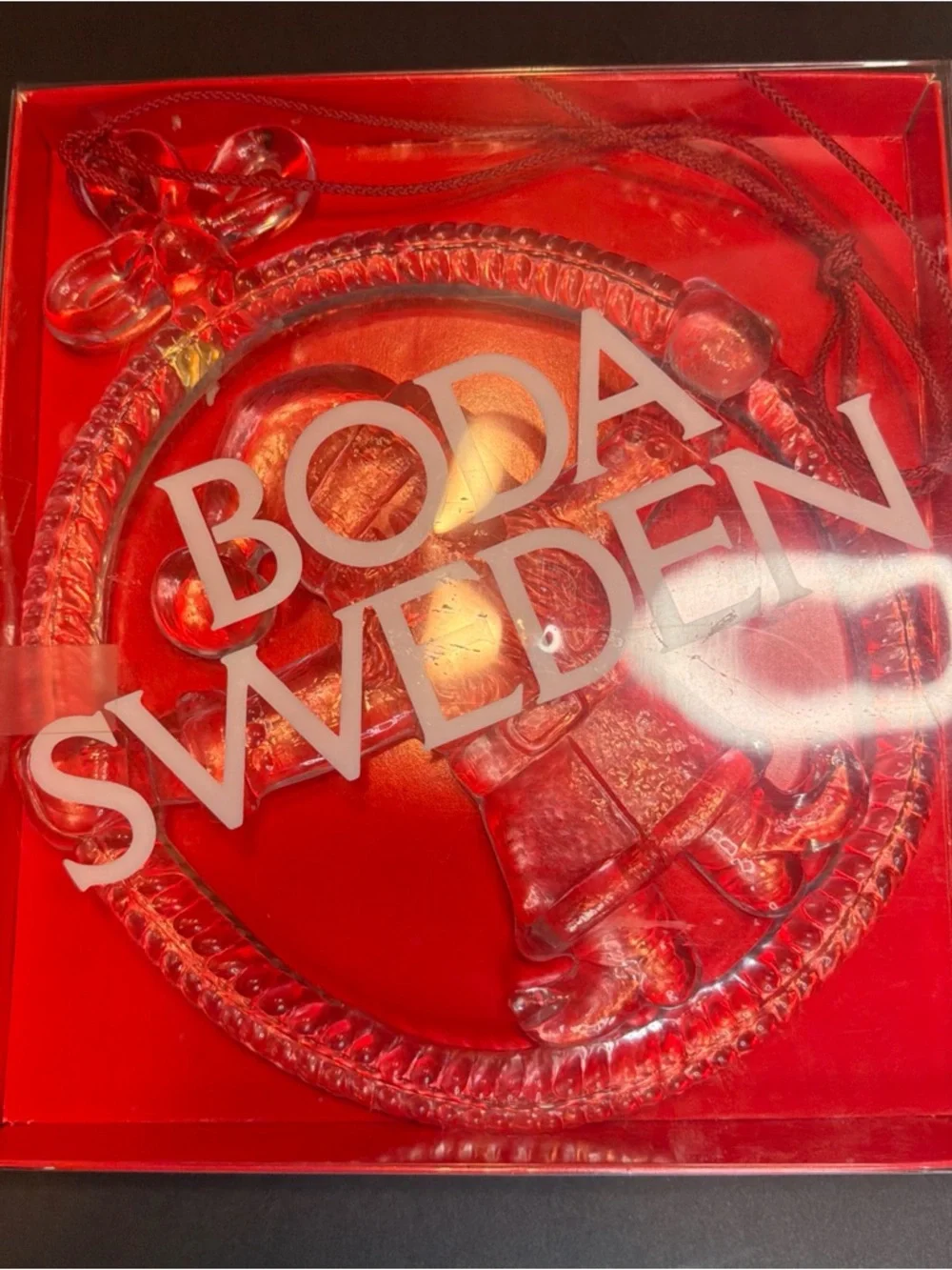 Vtg Kosta Boda Sweden Large Clear Glass Christmas Santa Ornament Sun Catcher